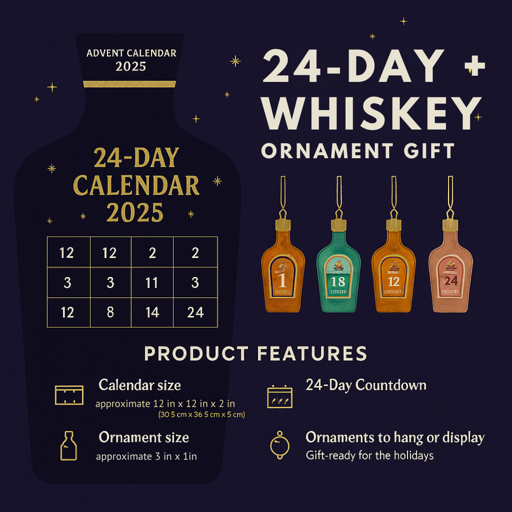 Advent Calendar | Whiskey-Style Bottle Ornaments | 24-Day Countdown