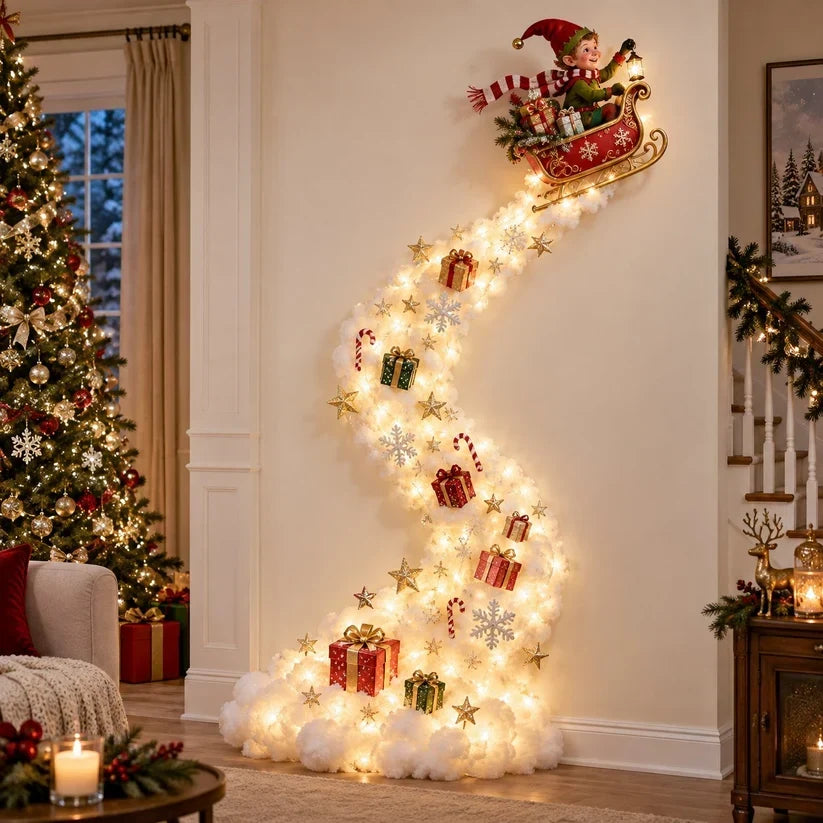Christmas Wall Decoration | Cascading Design & Warm Lights