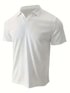 Men’s Polo Shirt | Short Sleeve V-Neck | Waffle Texture & Stretch Fabric