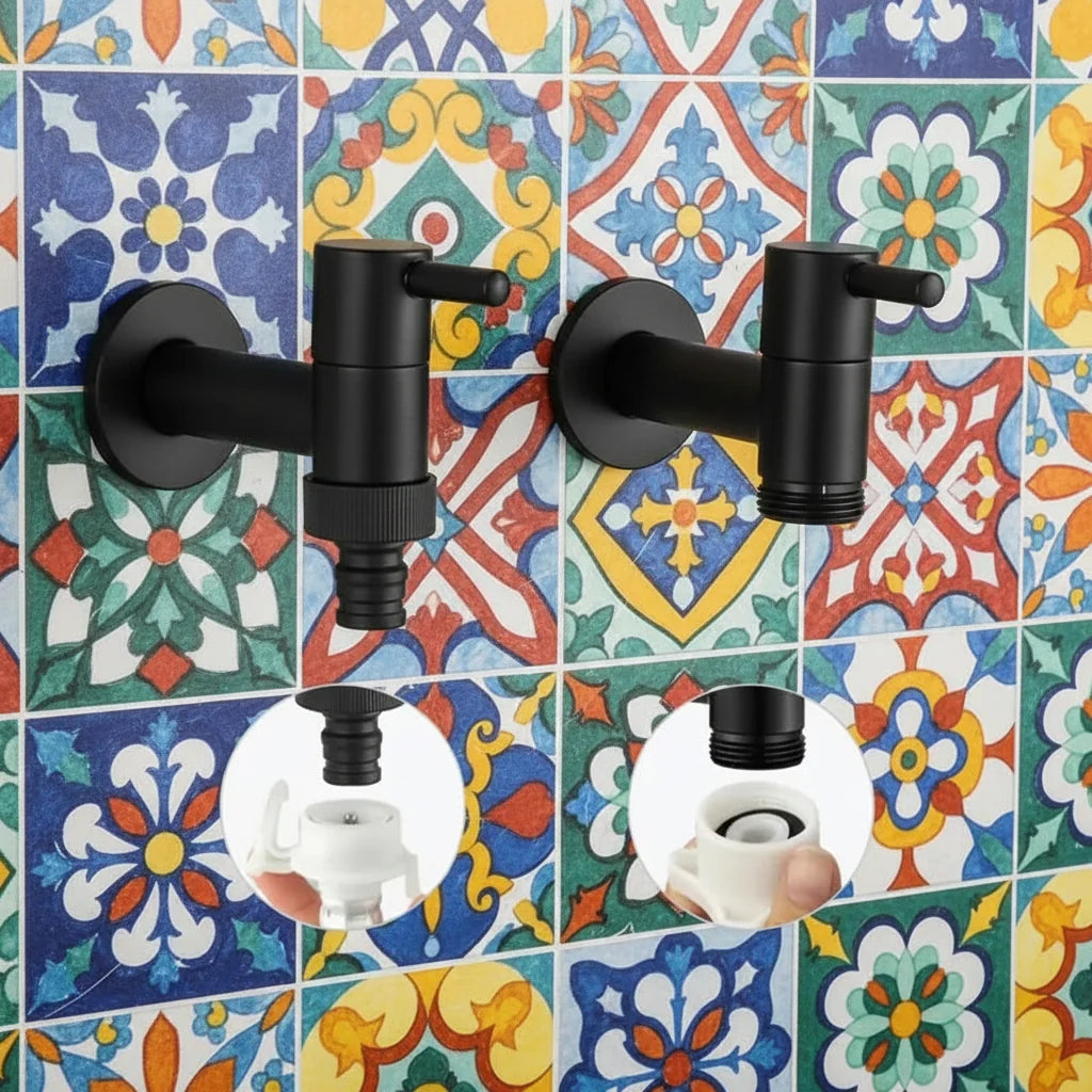 Wall-Mounted Faucet | Solid Brass Matte Black | Space-Saving