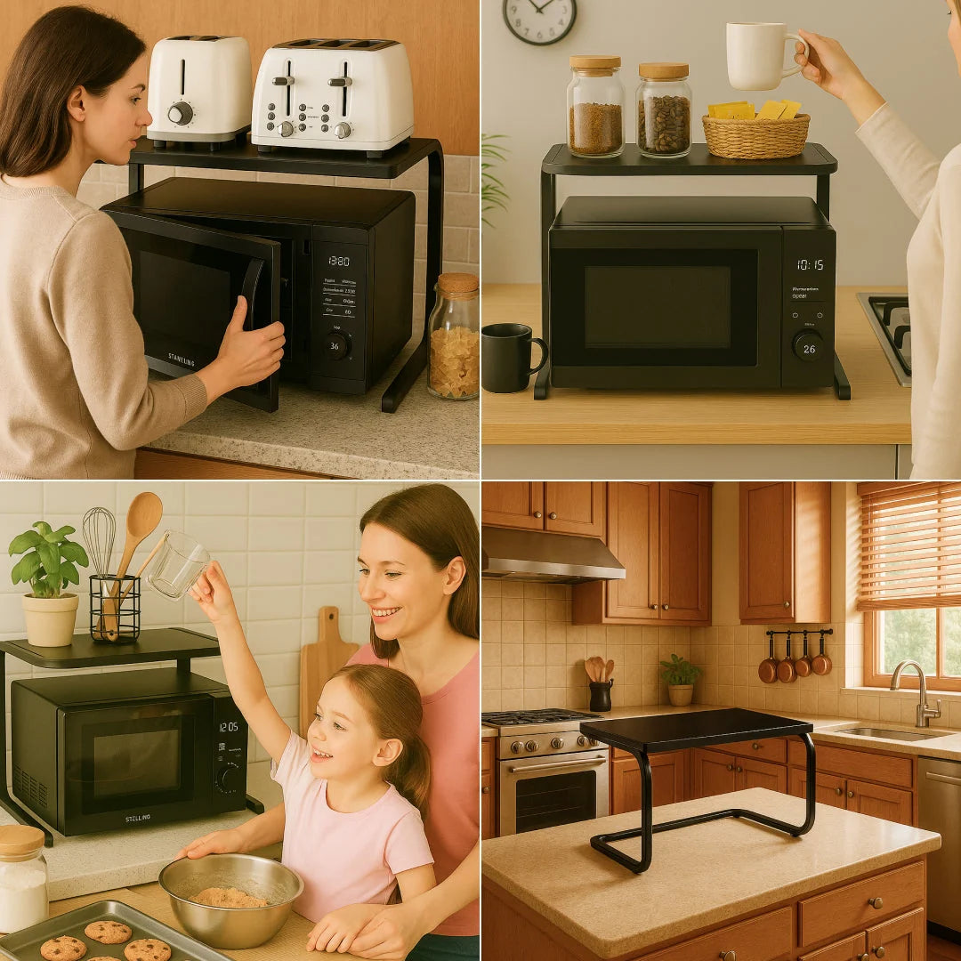Kitchen Shelf | 2-Tier No-Drill Countertop Organizer | Holds Up to 25 kg