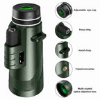Monocular | Ultra-Zoom & Multi-Coated HD Glass | Smartphone Mount