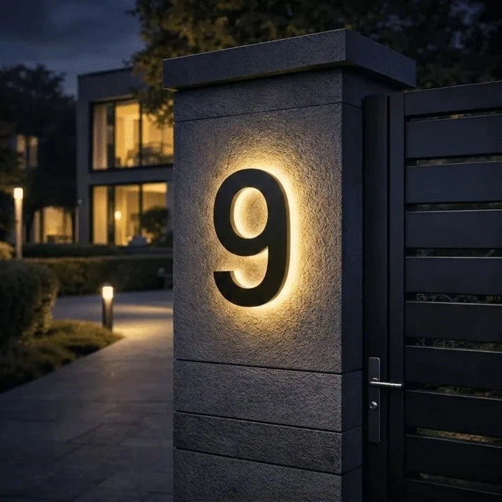 House Number Sign | Warm White LED Backlighting & IP68 Waterproof