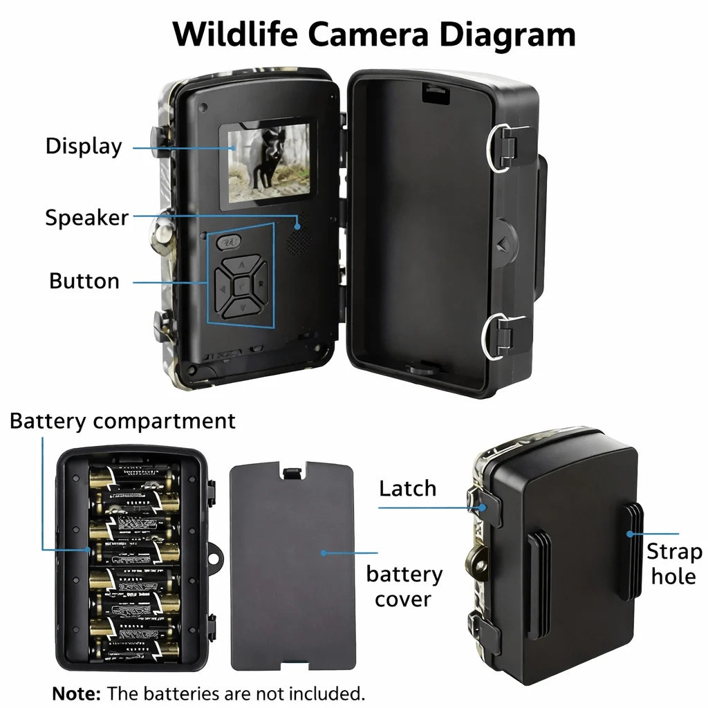 Trail Camera | No-Glow Night Vision & IP66 Weatherproof | 1080p HD Video