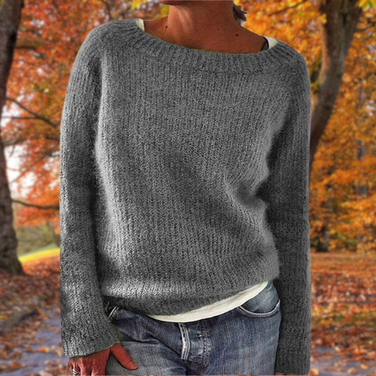 Sweater | Wool Knit Crew Neck | Loose Fit & Long Sleeves