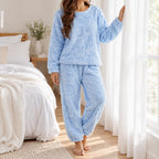 Women's Pajama Set | Soft Plush Heart & Check Pattern | 2-Piece