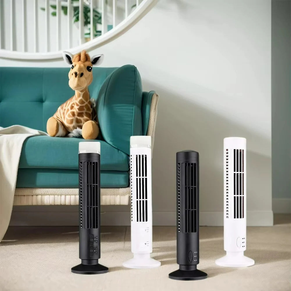 Tower Fan | Bladeless & USB-Powered | Compact Desktop Design