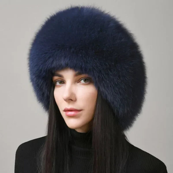Women's Winter Hat | Natural Fox Fur & Integrated Earmuffs | One Size Fits Most