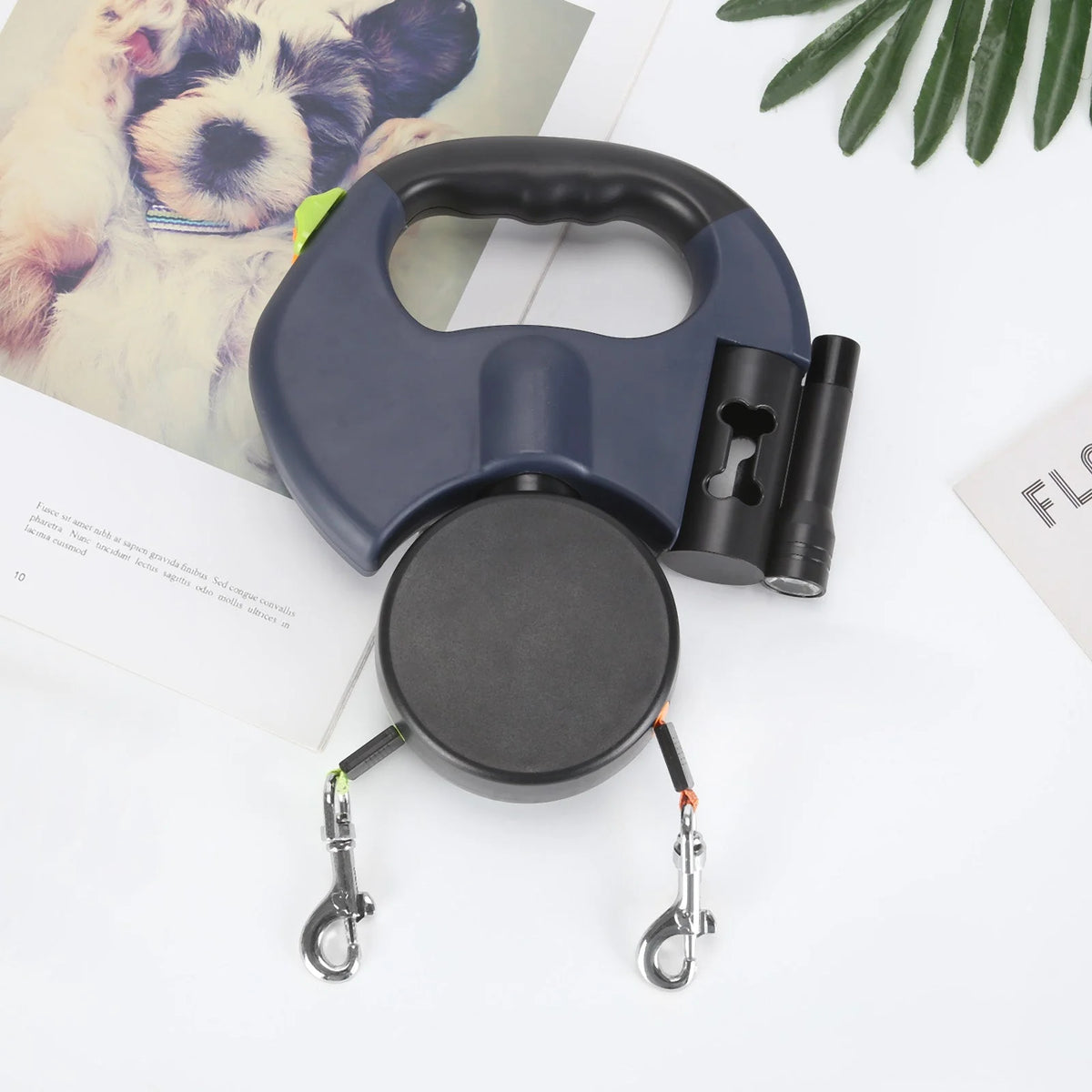 Retractable Double Pet Leash | 360° Anti-Tangle & LED Light | 2 × 3 m Leashes