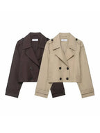Trench Coat | Double-Breasted & Cropped | Functional Pockets