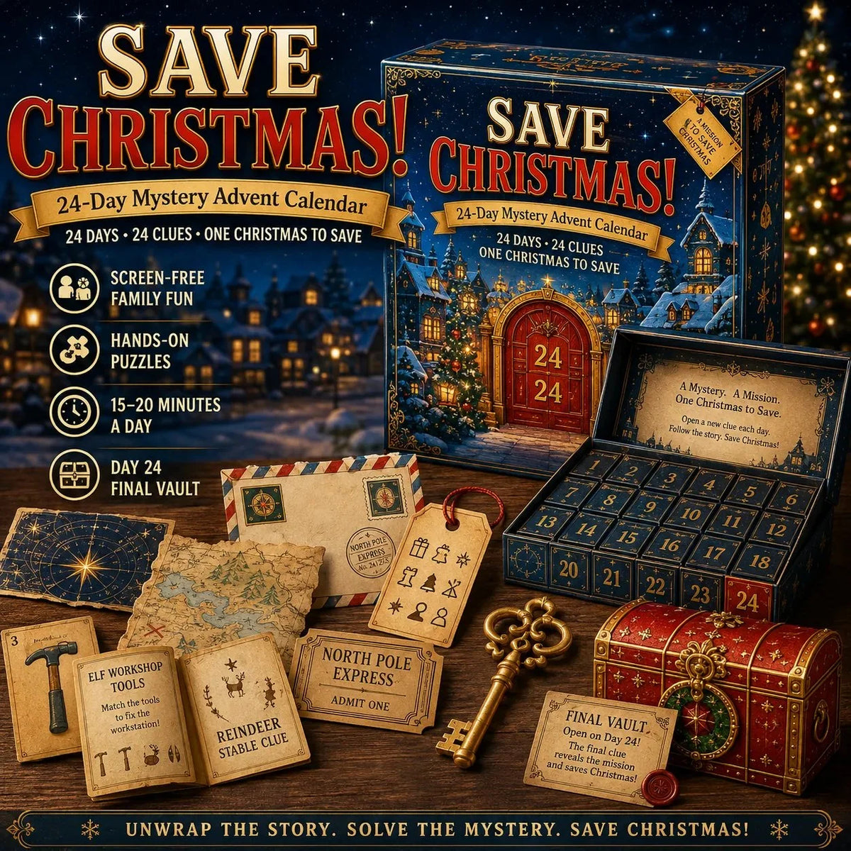 Puzzle Advent Calendar | Mystery Adventure & Screen-Free Play | 24 Days