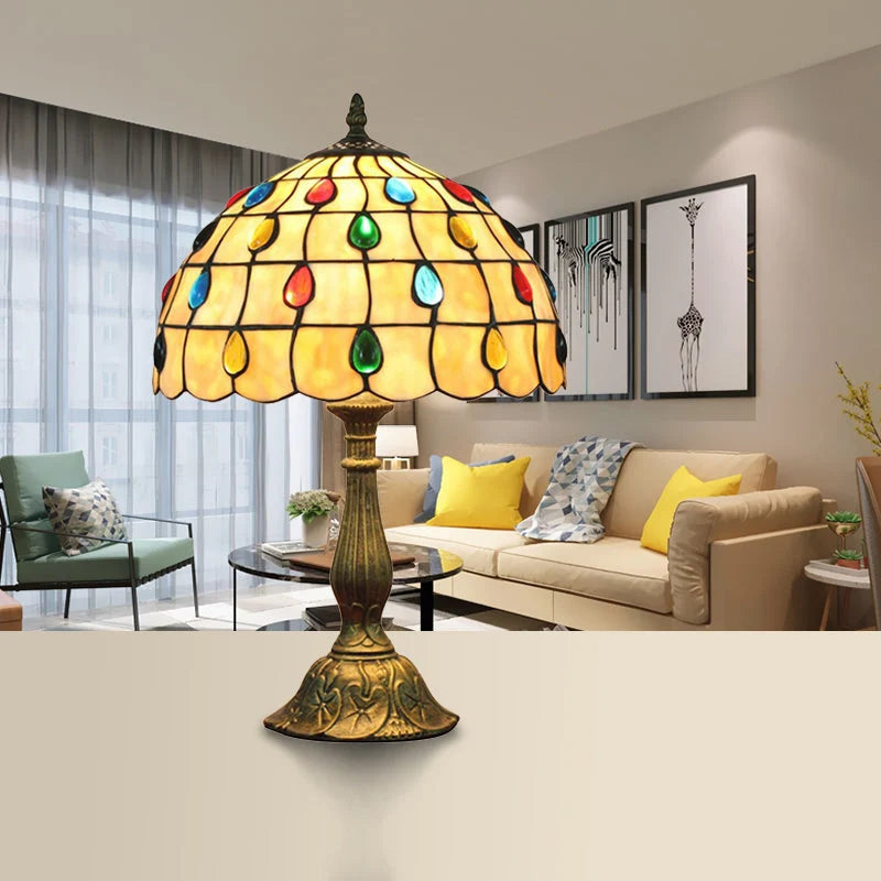 Desk Lamp | Tiffany-Inspired Shell Shade & Jewel Drops