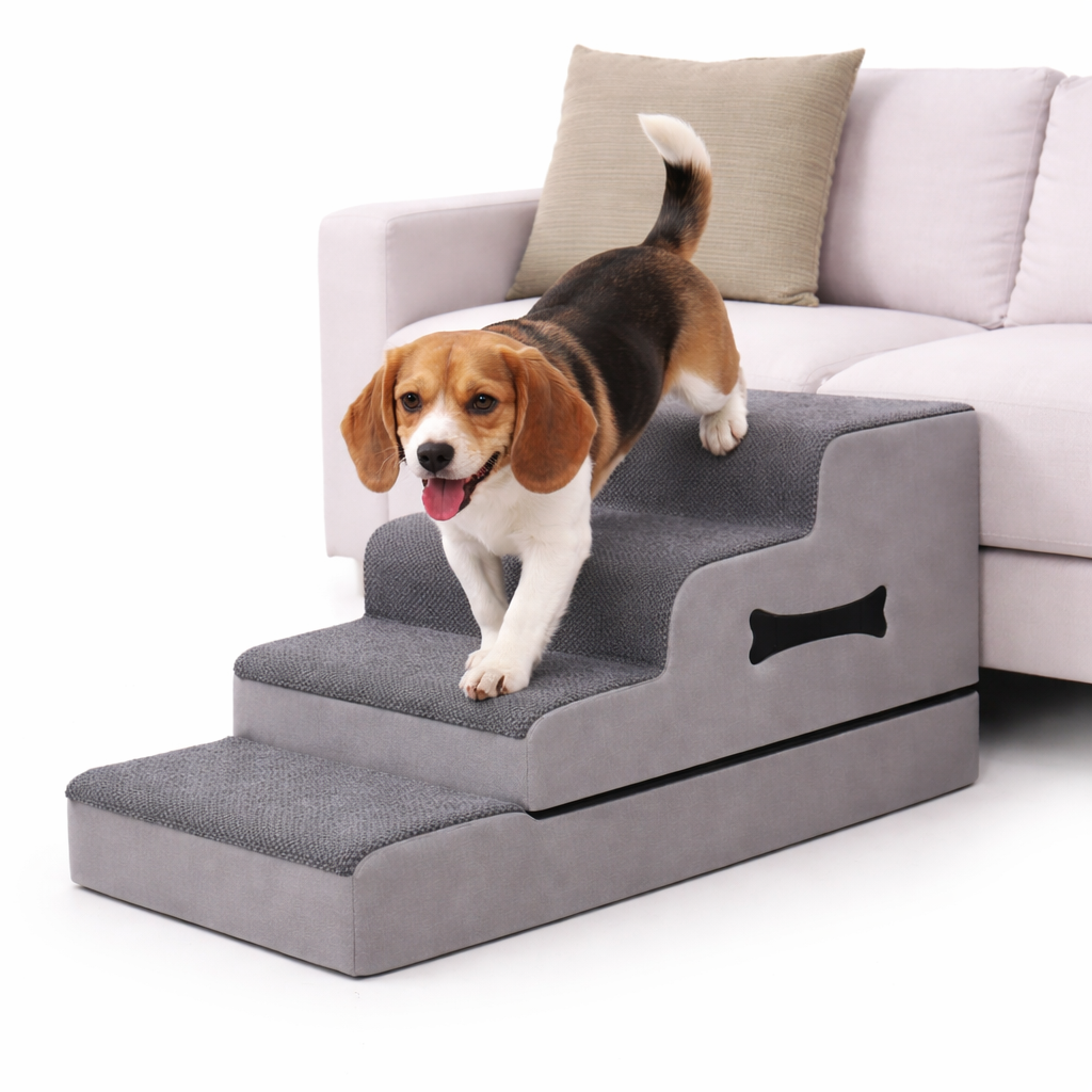Dog Stairs | Gentle Ramp & Non-Slip Plush Surface | Modular Design