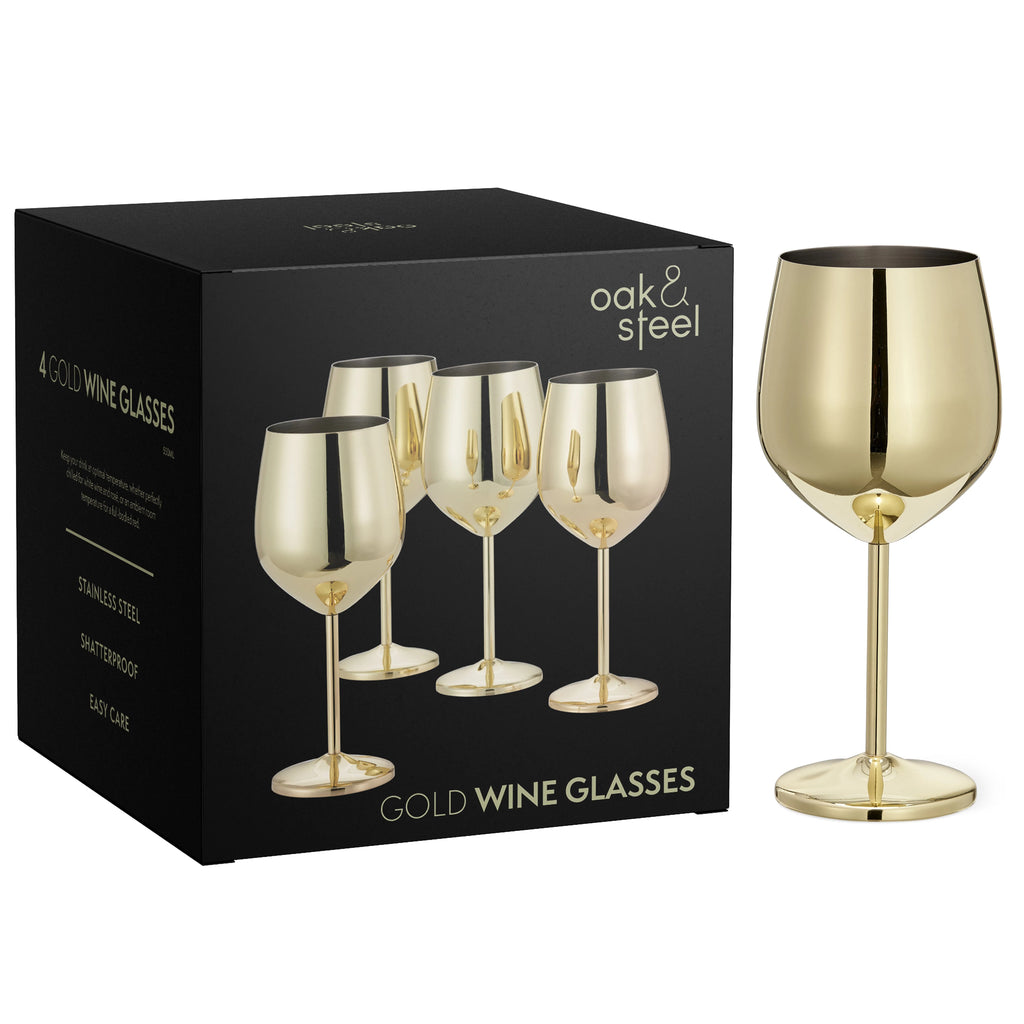 Wine Glasses | Gold Stainless Steel & Shatterproof