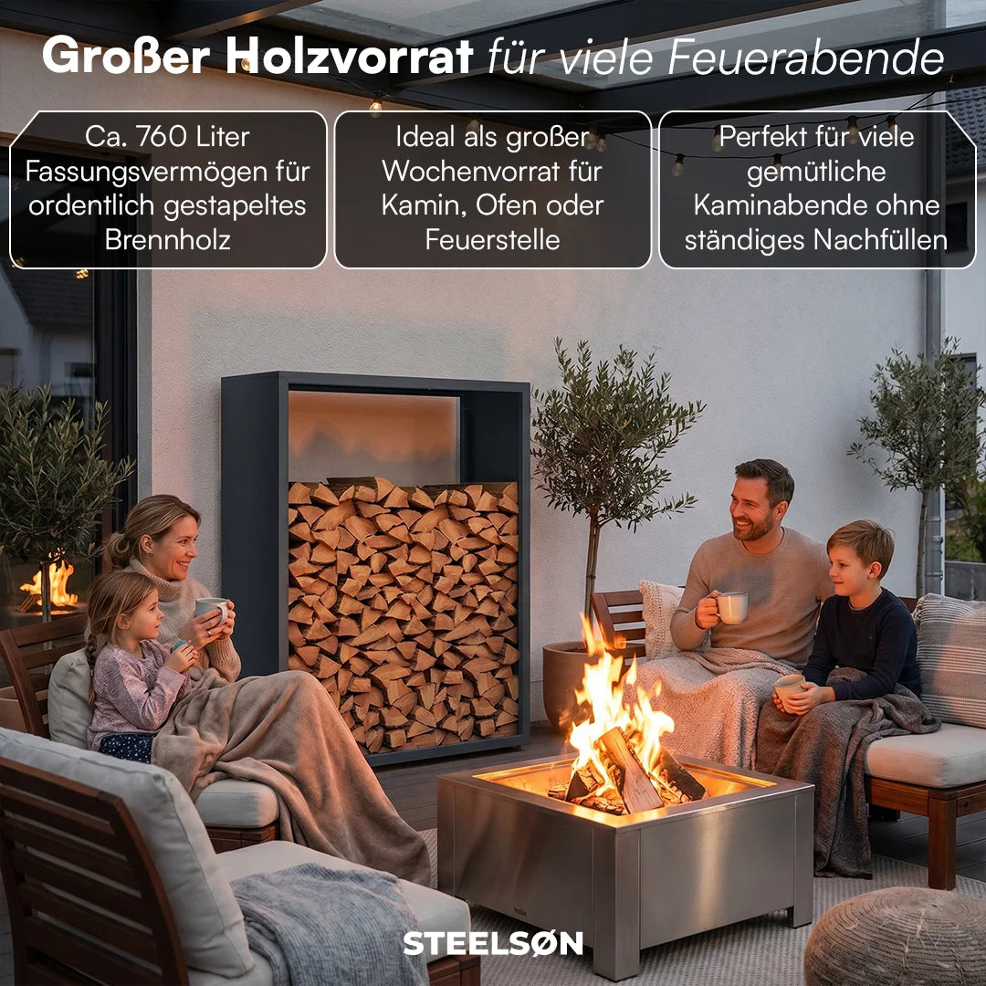 Firewood Rack | Galvanized Steel & Weather-Resistant | Adjustable Feet