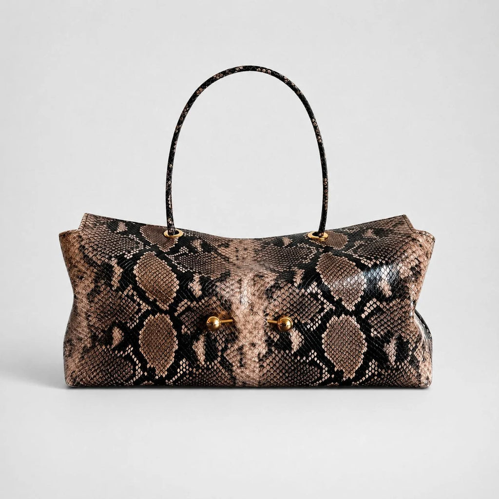 Shoulder Bag | Crocodile-Embossed Vegan Leather | Gold-Tone Hardware