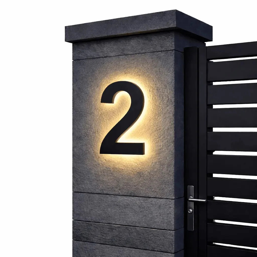 House Number Sign | Warm White LED Backlighting & IP68 Waterproof