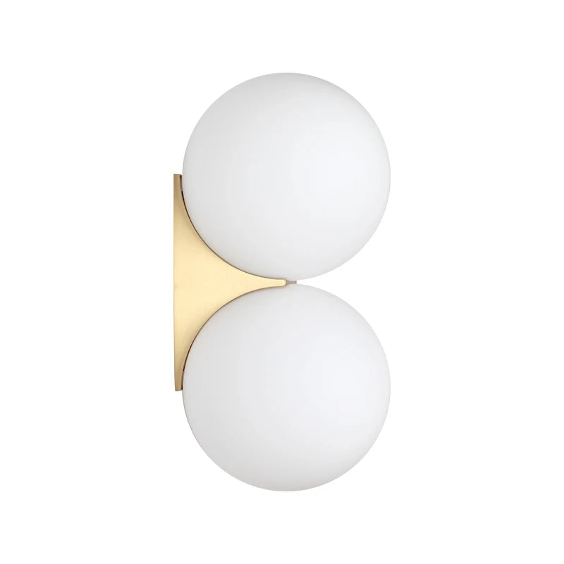 Wall Lamp | Gilded Finish & Two Glass Globes | 180° Rotatable Arm