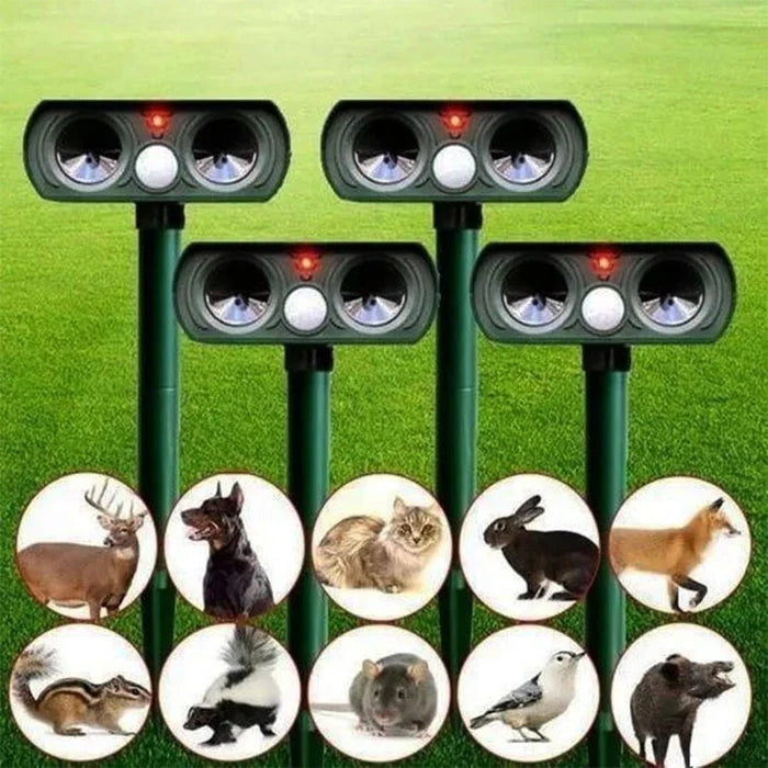 Animal Repeller | Solar-Powered Ultrasonic & Motion-Activated | 30 ft Detection Range