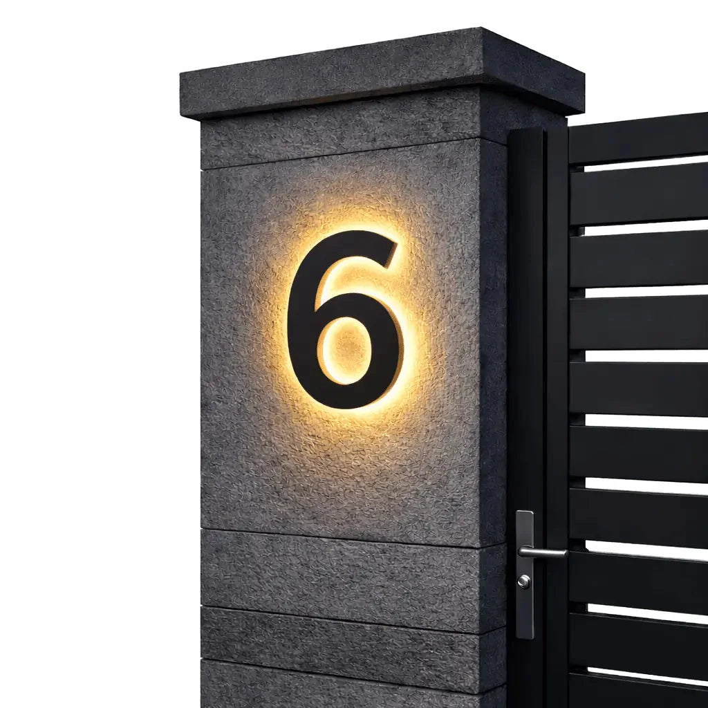 House Number Sign | Warm White LED Backlighting & IP68 Waterproof
