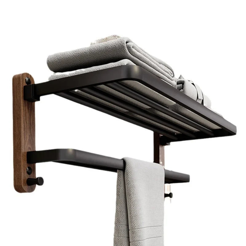Towel Holder | Wooden & Wall-Mounted | No-Drill Adhesive Installation