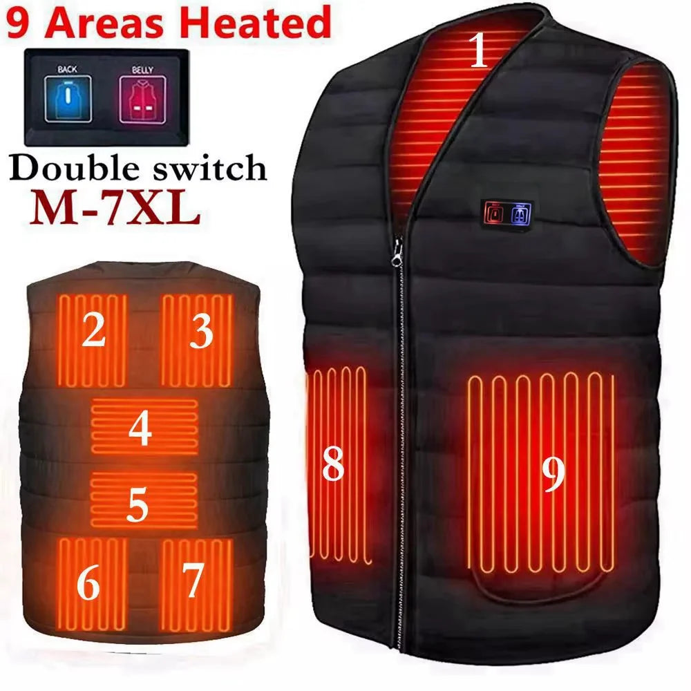 Heated Vest | 9-Zone Heating & Dual Controls | USB Power Bank Compatible