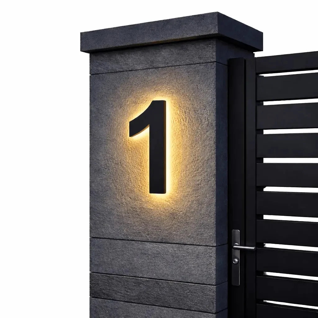House Number Sign | Warm White LED Backlighting & IP68 Waterproof