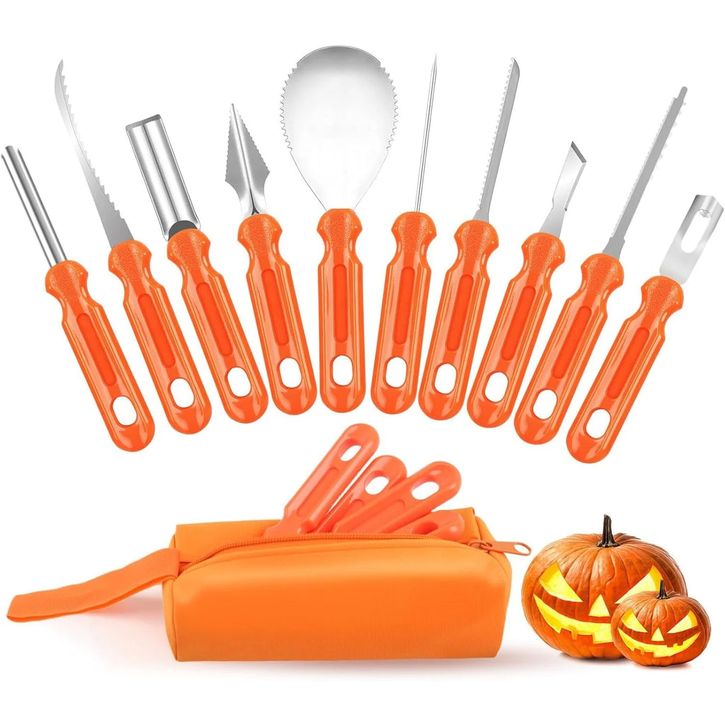 Pumpkin Carving Tool Set | Stainless Steel Blades & Non-Slip Grip | Storage Bag
