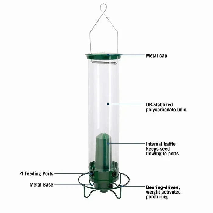 Bird Feeder | Squirrel-Proof & Weight-Activated Perch | 5-Pound Capacity