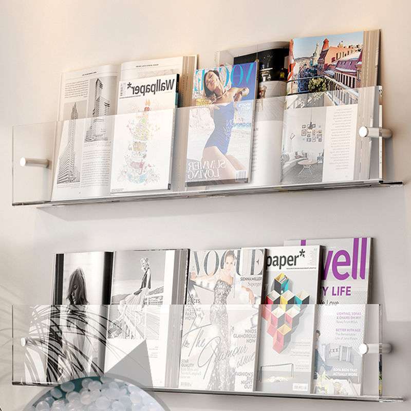 Wall-Mounted Magazine Shelf | Clear Acrylic & Easy Install | S/M/L Sizes