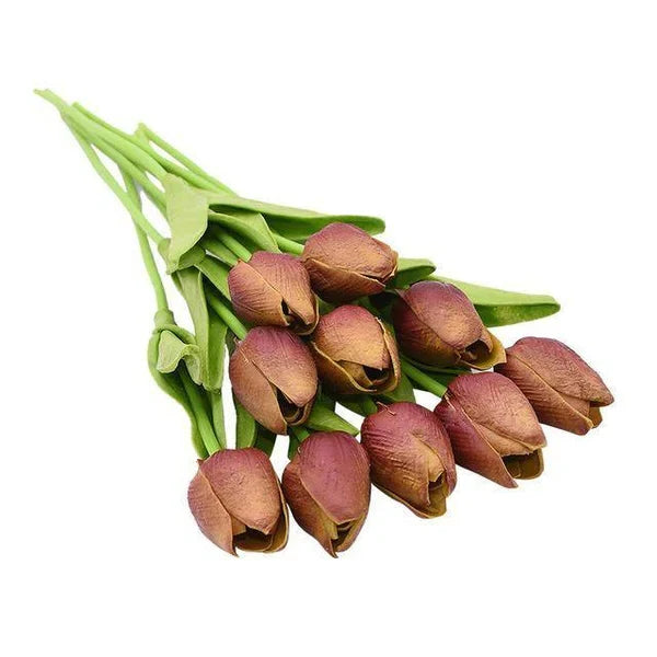 Artificial Tulip Stems | Realistic Silk-Like Blooms | Set of 10