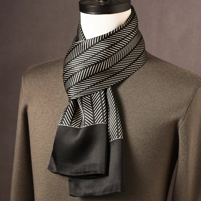 Silk Scarf | 100% Mulberry Silk Polka Dot Double-Layered | 160 x 25 cm