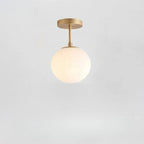 Ceiling Light | White Glass Globe & Gold Accents | 12W 3000K