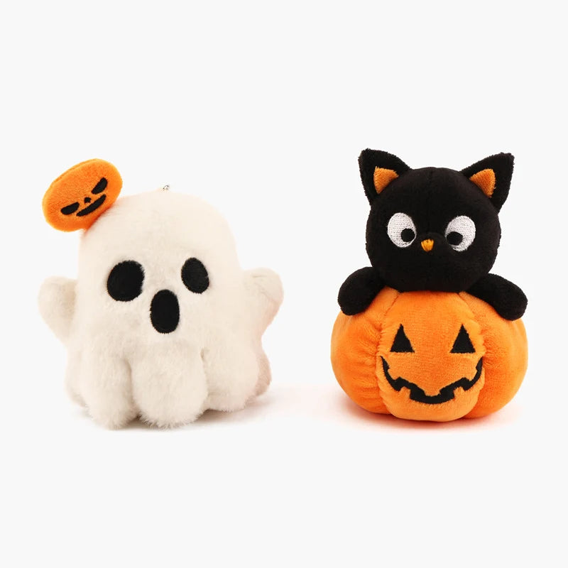 Plush Toy | Soft Cat & Pumpkin Design | Embroidered Faces