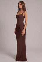 Maxi Dress | Boned Corset Bodice & Draped Lyocell Skirt | Adjustable Straps