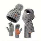 Hat, Scarf & Gloves Set | Knitted & Touchscreen | One Size