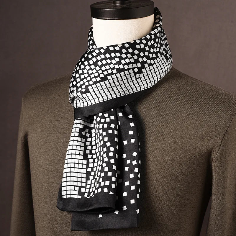 Silk Scarf | 100% Mulberry Silk Polka Dot Double-Layered | 160 x 25 cm