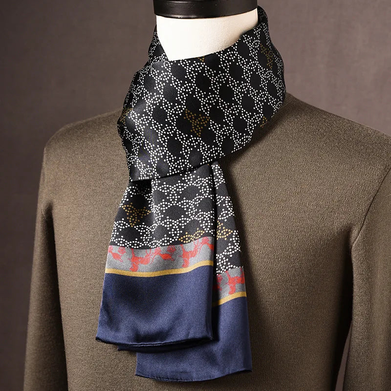 Silk Scarf | 100% Mulberry Silk Polka Dot Double-Layered | 160 x 25 cm