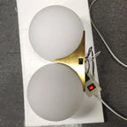 Wall Lamp | Gilded Finish & Two Glass Globes | 180° Rotatable Arm