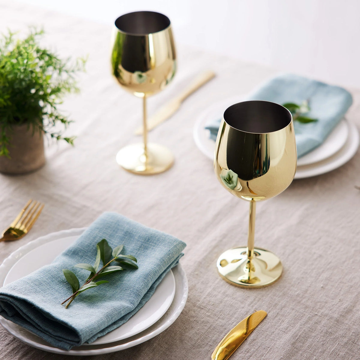 Wine Glasses | Gold Stainless Steel & Shatterproof