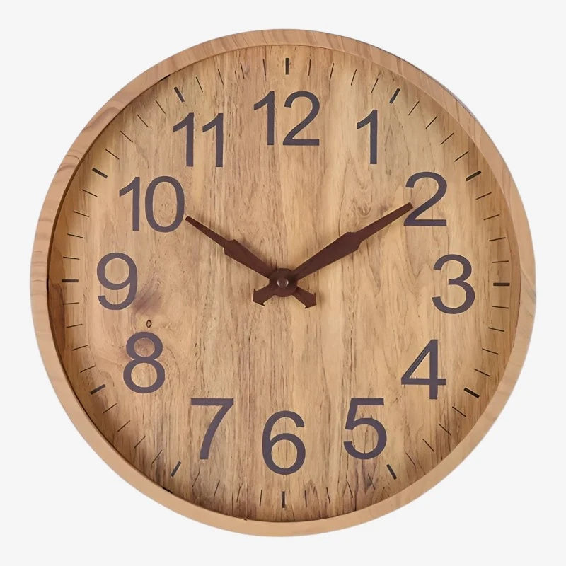 Wall Clock | Round Digital Display & Brown Finish | 30.5 cm