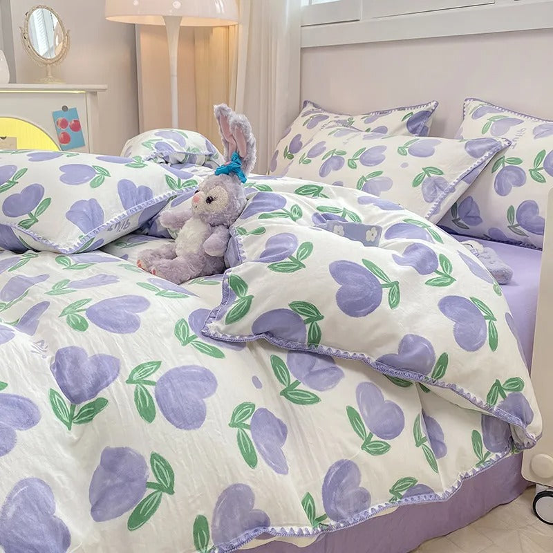 Bedding Set | Floral & Berry Print | 3 or 4 Piece Set