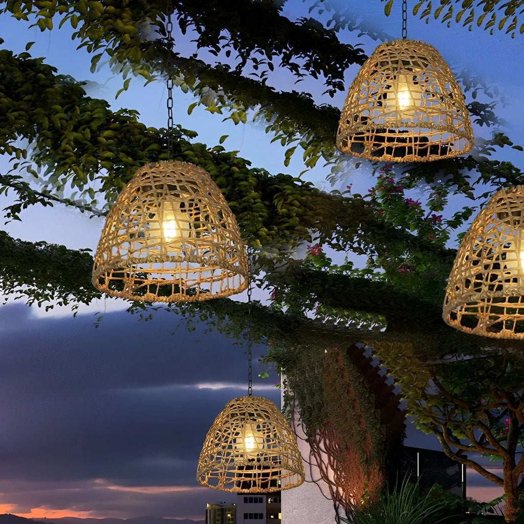Bell Lantern | Solar Handwoven Rattan & Weatherproof
