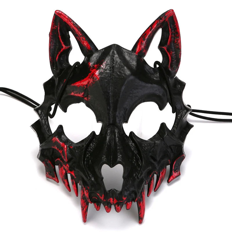 Half-Face Costume Mask | Sculpted Fangs & Adjustable Strap