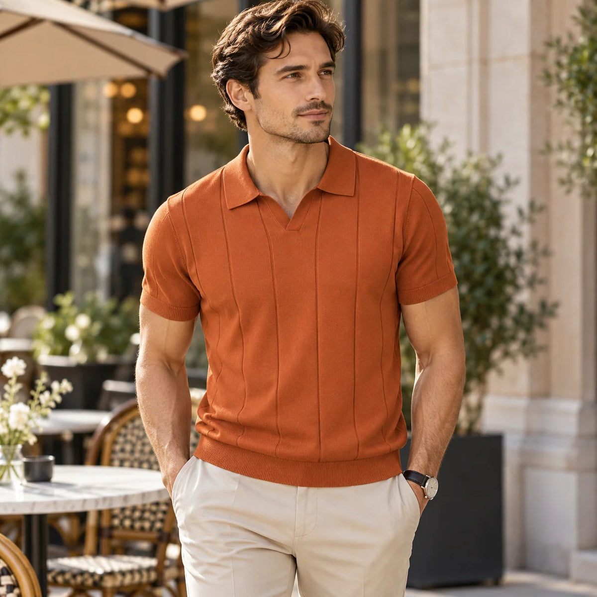 Men's Polo Shirt | Knitted Slim Fit & Ribbed Cotton