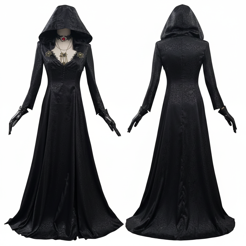 Vampire Costume | Gothic Hooded Dress | Complete Set
