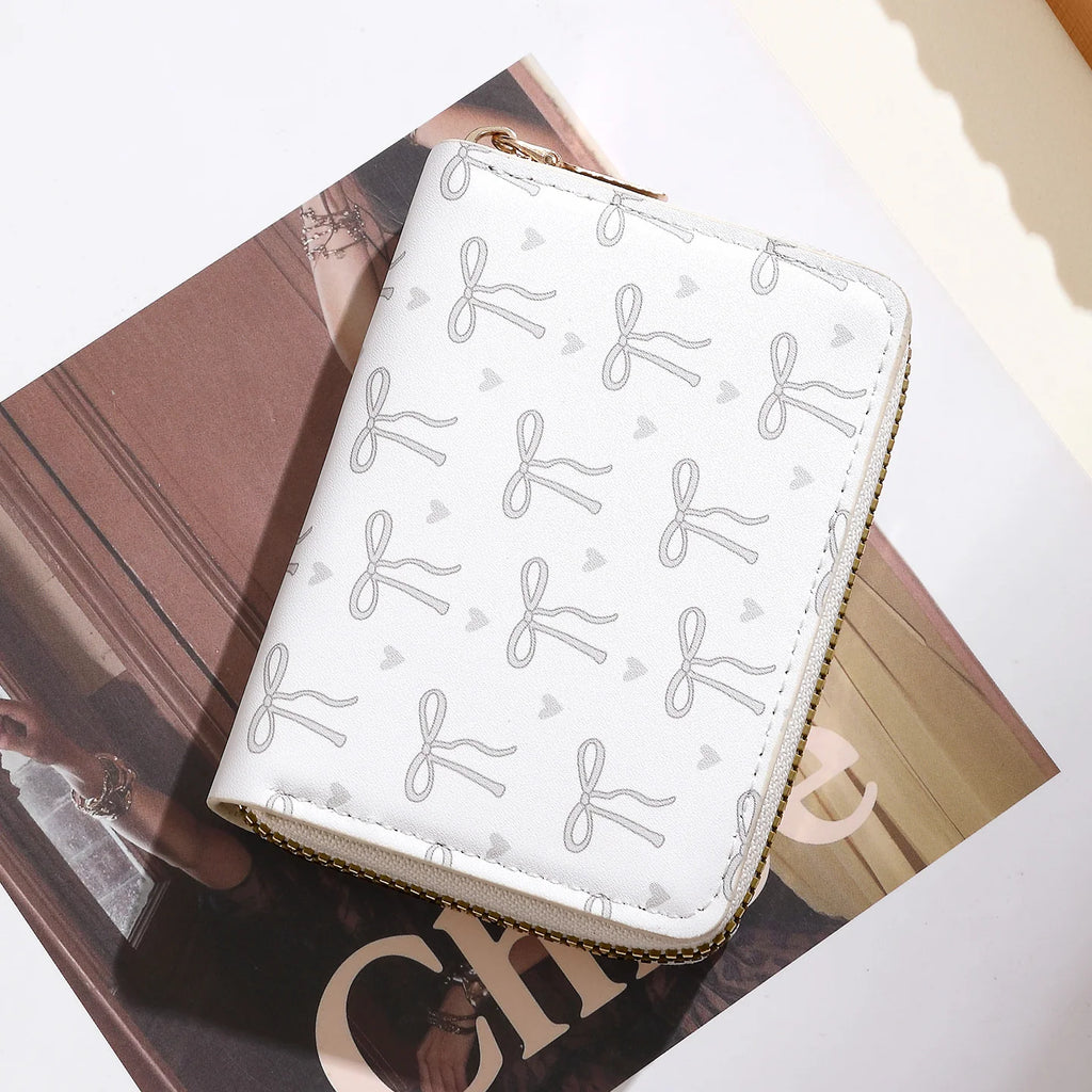 Wallet | Bow Pattern & Zipper Closure | Multiple Card Slots