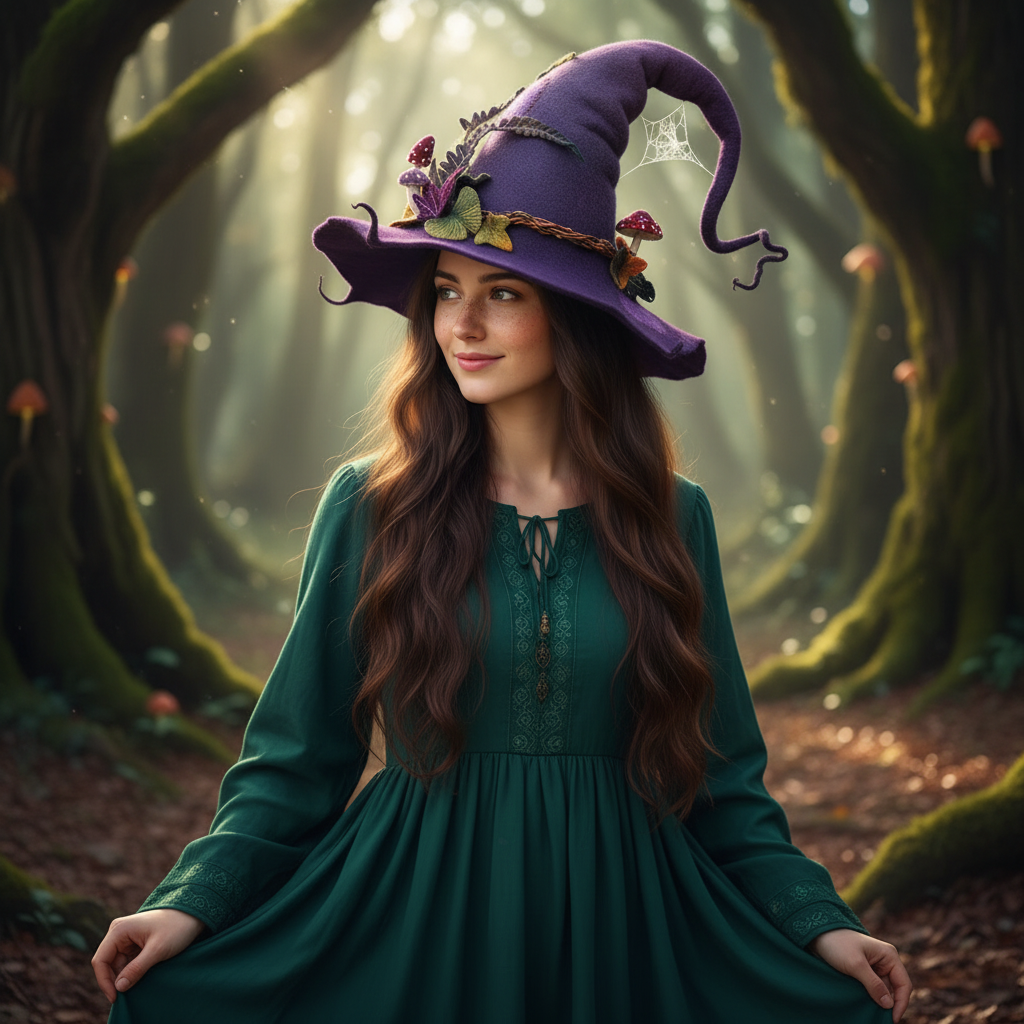 Witch Hat | Floral Design & Lightweight Adjustable Fit