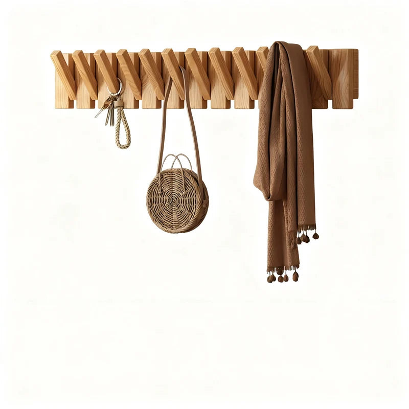 Coat Rack | Rubberwood Piano Key Design | 4–12 Hooks