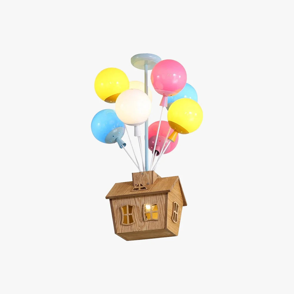 Flush Mount Ceiling Light | Balloon Cluster & Acrylic Wood Accents | For Children's Rooms